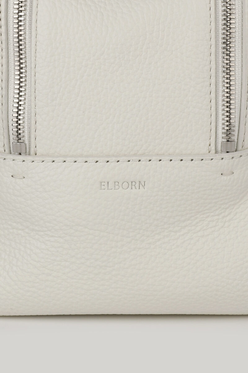 ELBORN義大利真皮雙拉鍊方包｜白