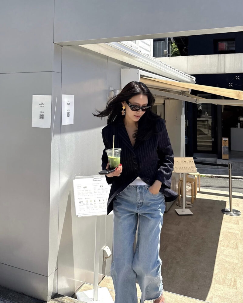 ELBORN 義大利亞麻條紋西裝外套｜深藍