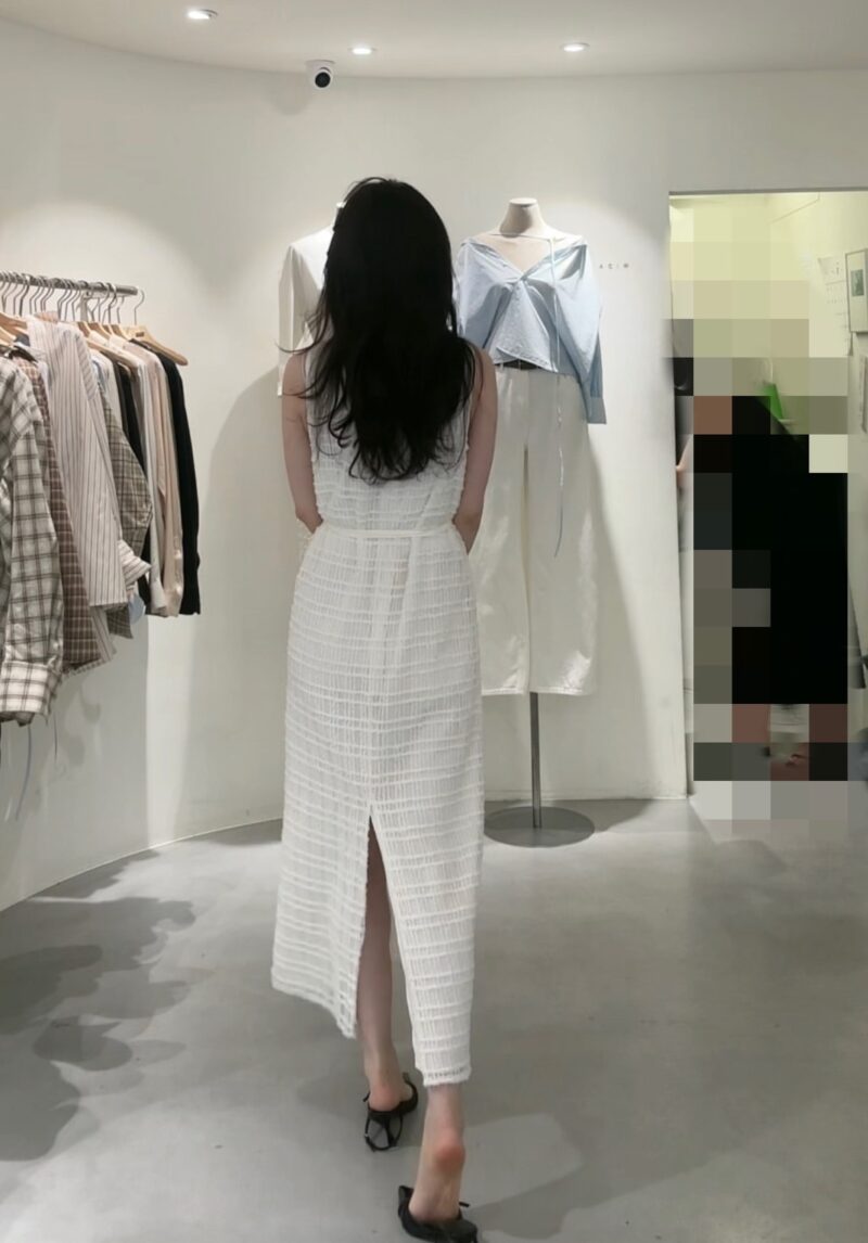 Luna 輕紗毛紋感開衩連身裙｜2色