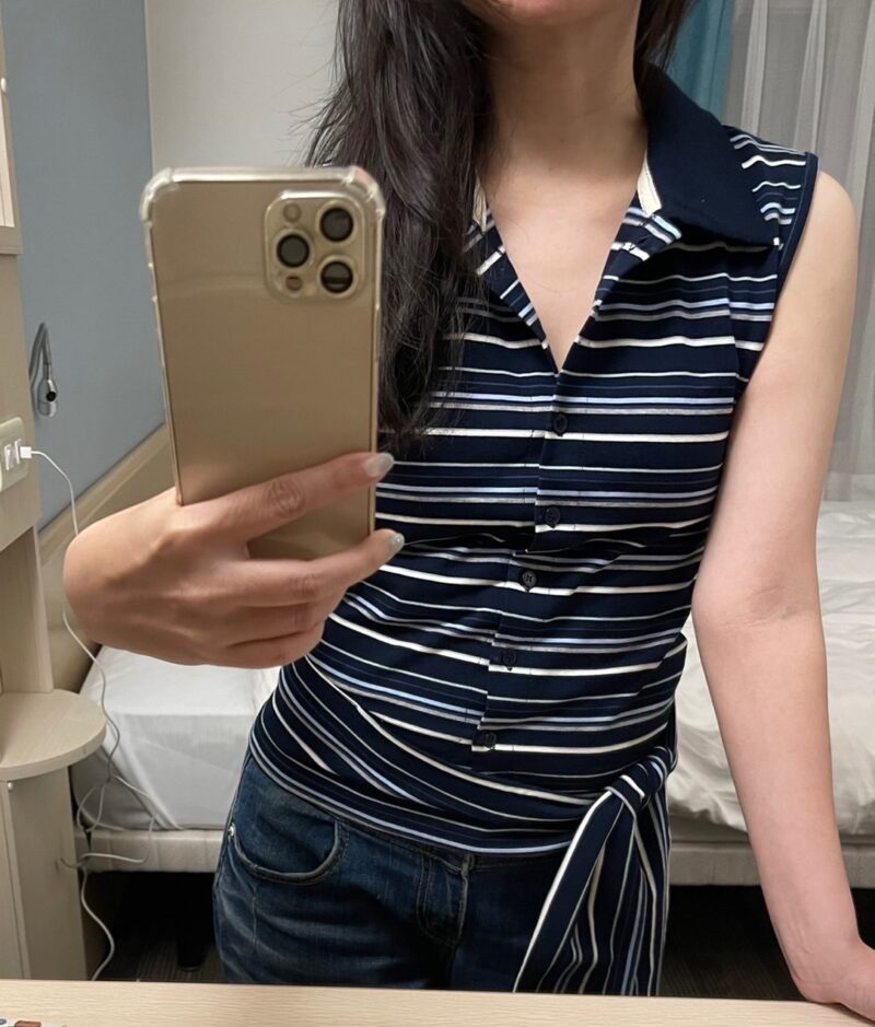 Stripe Chic 綁帶條紋無袖襯衫