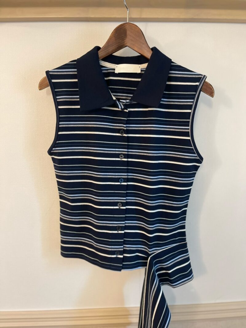 Stripe Chic 綁帶條紋無袖襯衫