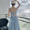 露背蝴蝶結綁帶洋裝