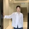 ELBORN 絲垂領帶襯衫｜白