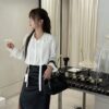 ELBORN 絲垂領帶襯衫｜白