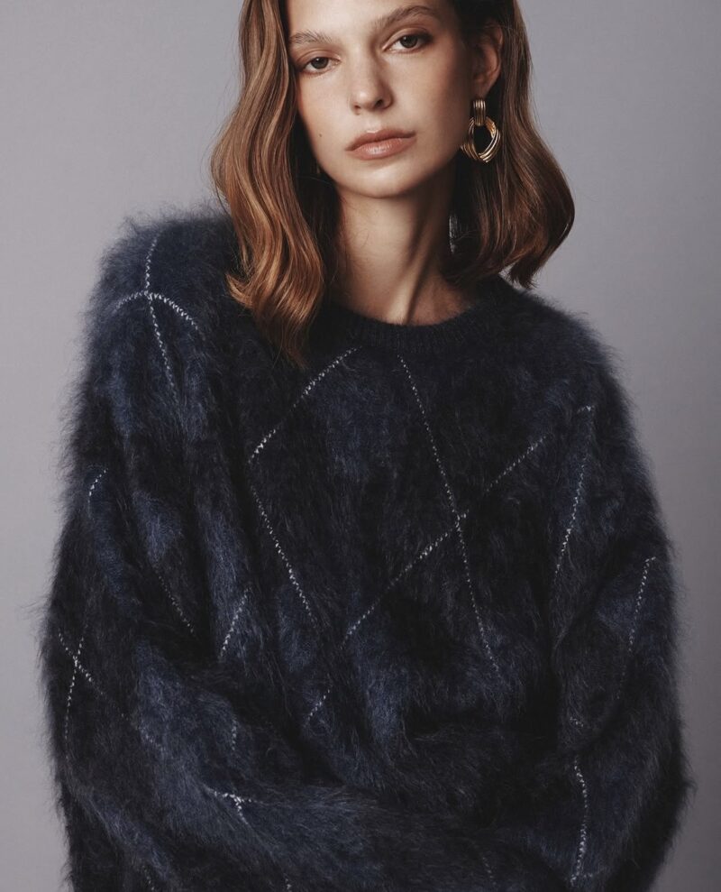 ELBORN義大利羊絨菱格毛衣