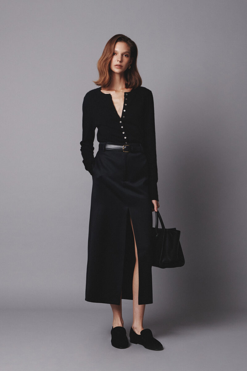 Dello Wool Long Skirt ELBORN羊毛前開衩長裙|二色