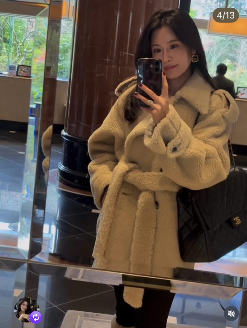 ELBORN泰迪羊羔絨雙排綁帶大衣