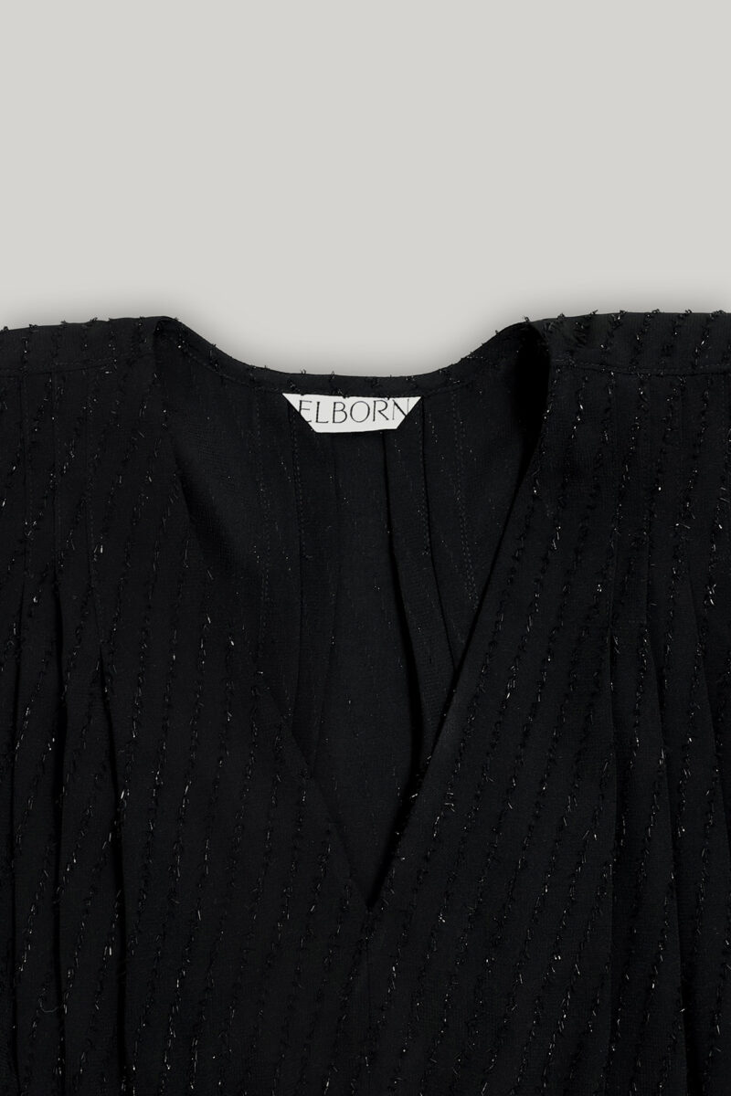 ELBORN 星光閃絲V領繫帶上衣