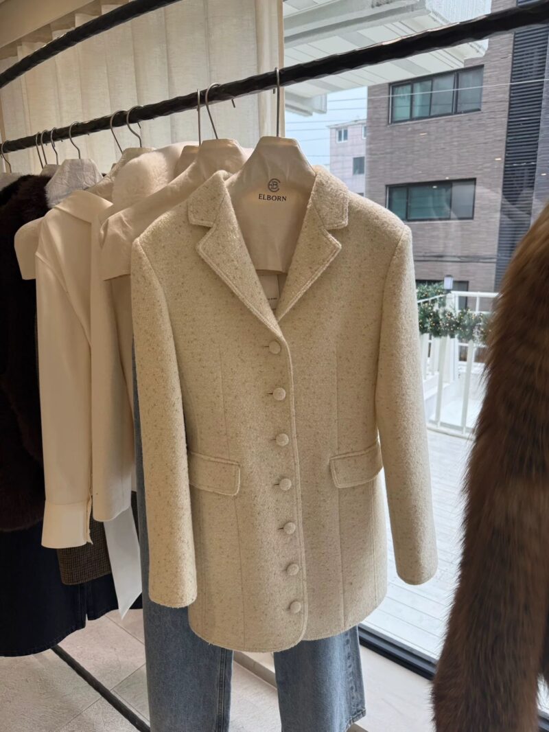ELBORN 粗花呢外套式洋裝｜米白(即將售罄)