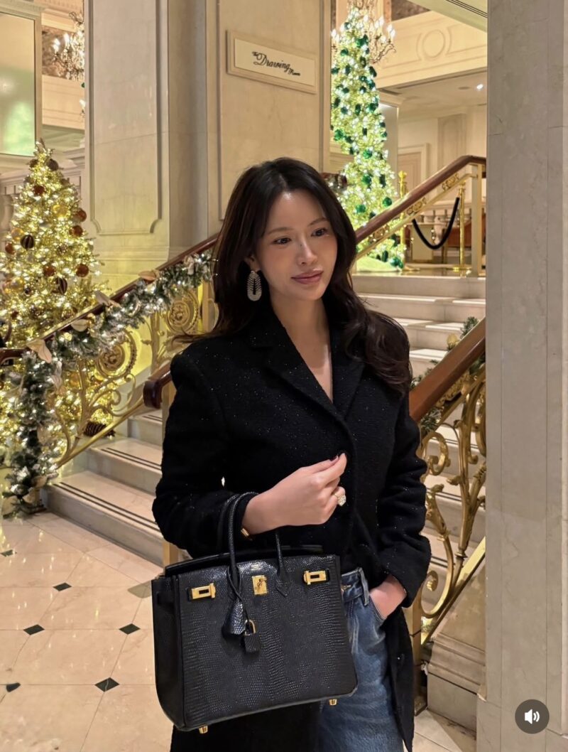 ELBORN 粗花呢外套式洋裝｜黑