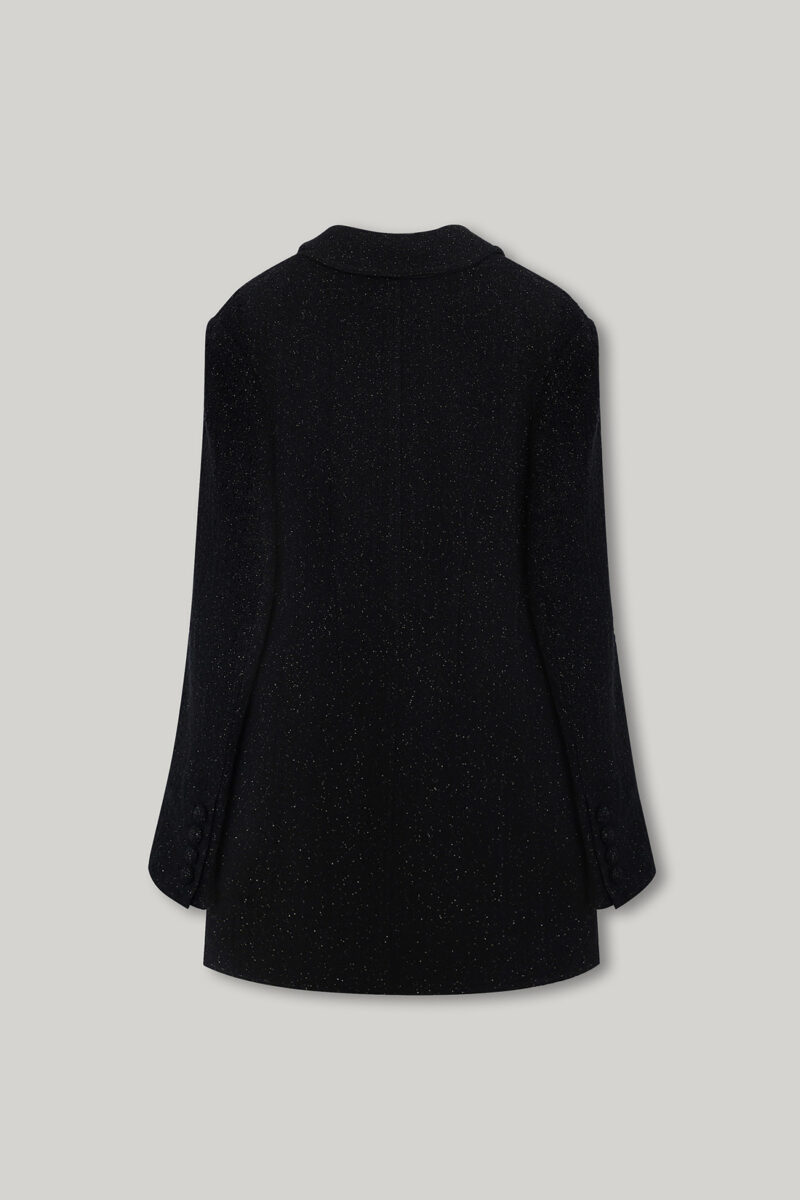 ELBORN 粗花呢外套式洋裝｜黑