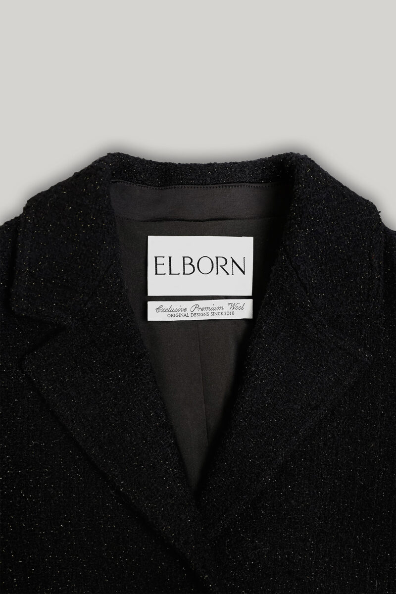 ELBORN 粗花呢外套式洋裝｜黑