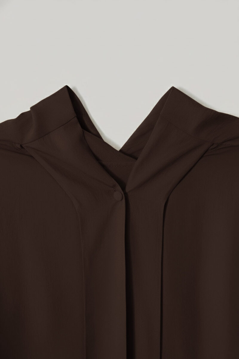 ELBORN 緞光垂領飄帶襯衫｜咖