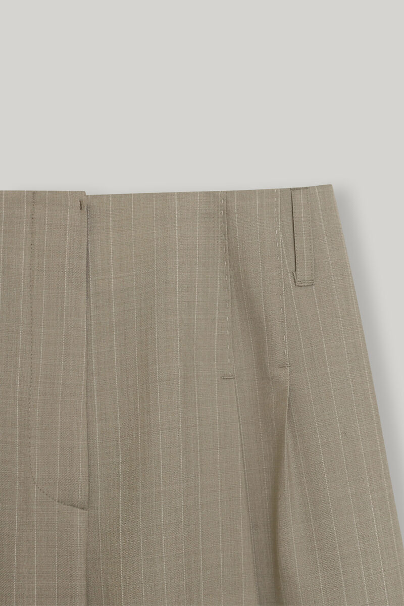 ELBORN Noi垂墜雙打褶西裝褲｜條紋杏