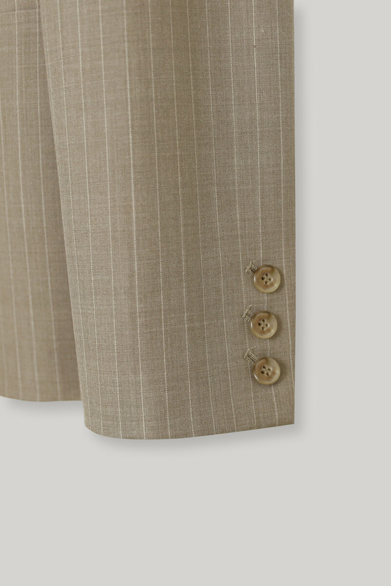 ELBORN Noi劍領雙排釦西裝外套｜條紋杏