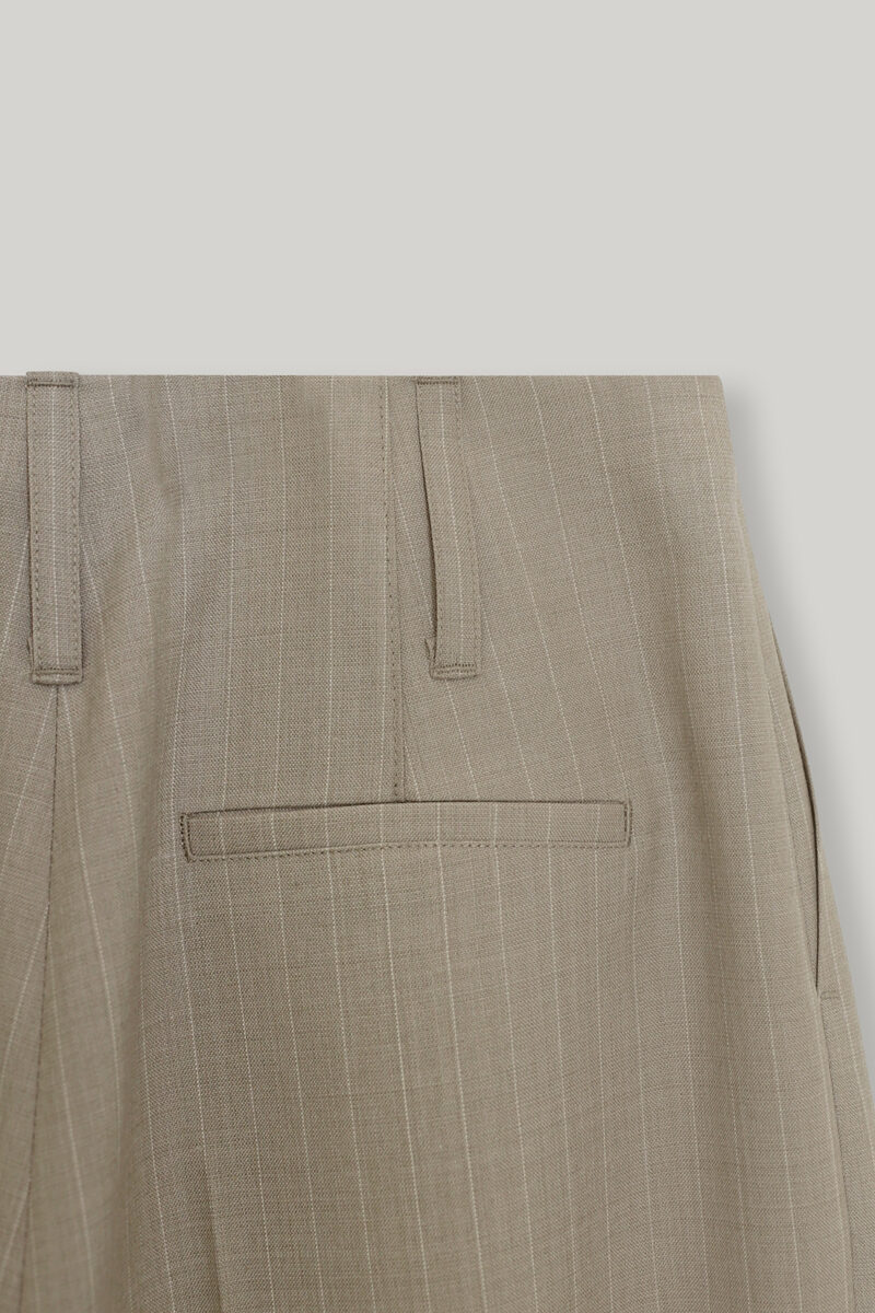 ELBORN Noi垂墜雙打褶西裝褲｜條紋杏