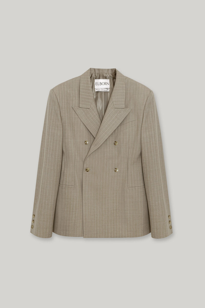 ELBORN Noi劍領雙排釦西裝外套｜條紋杏