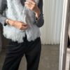 柔軟長捲毛羊毛混紡背心
