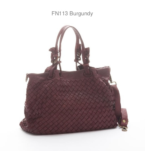 FN113-burgundy FN113 義大利水洗真皮|經典粗編織手提肩背托特包|中款(附長背帶)
