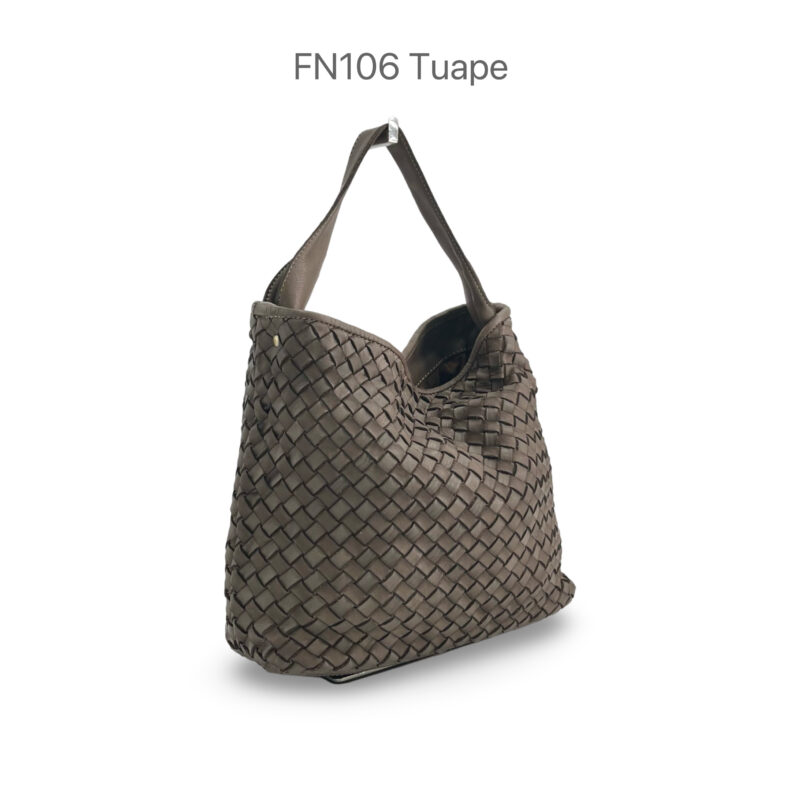 FN105 義大利水洗真皮｜粗編織拼接寬提帶包（附長背帶）