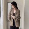 ELBORN 羊絨麻花單釦開襟衫