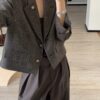 ELBORN 金釦羊毛短版西裝外套