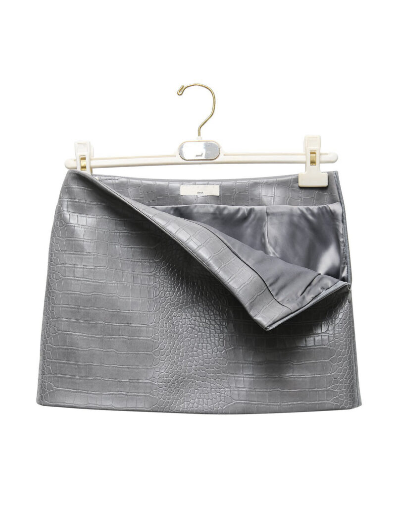 微A字鱷魚紋皮革短裙