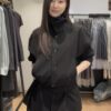 立領腰帶中短版風衣外套